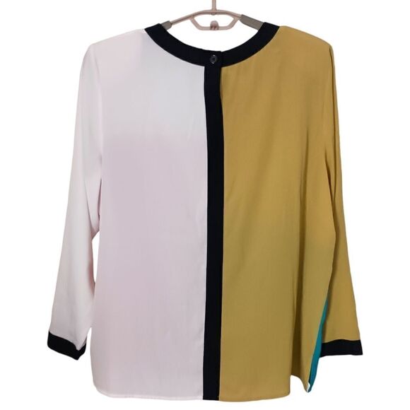 Galinda Wang Career Blouse 16W Silky Plus Size Colorblock Office Siren Corpcore - Picture 9 of 15